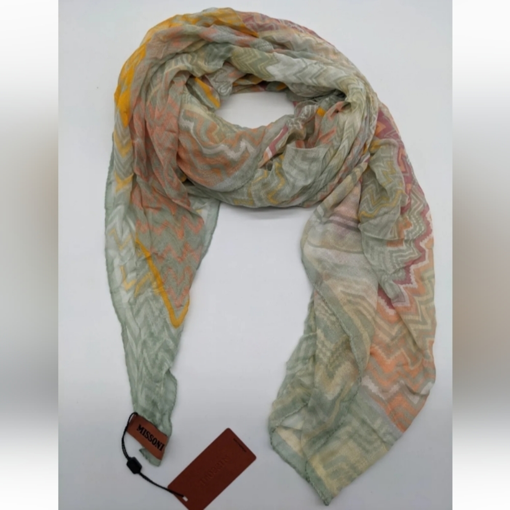 Missoni abstract signature pattern modal and cashmere scarf wrap